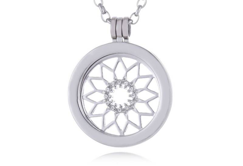 Morella Kette mit Anhänger Halskette 70 cm mit Coin Amulett 33 mm (2-tlg), Silberne Kette inkl. austauschbarem Coin, im Samtbeutel von Morella