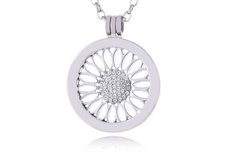 Morella Kette mit Anhänger Halskette 70 cm mit Coin Amulett 33 mm (2-tlg), Silberne Kette inkl. austauschbarem Coin, im Samtbeutel von Morella