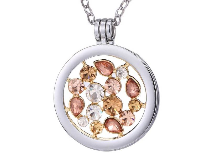 Morella Kette mit Anhänger Halskette 70 cm mit Coin Amulett 33 mm (2-tlg), Silberne Kette inkl. austauschbarem Coin, im Samtbeutel von Morella