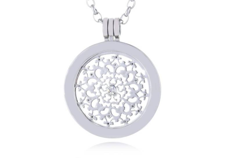 Morella Kette mit Anhänger Halskette 70 cm mit Coin Amulett 33 mm (2-tlg), Silberne Kette inkl. austauschbarem Coin, im Samtbeutel von Morella