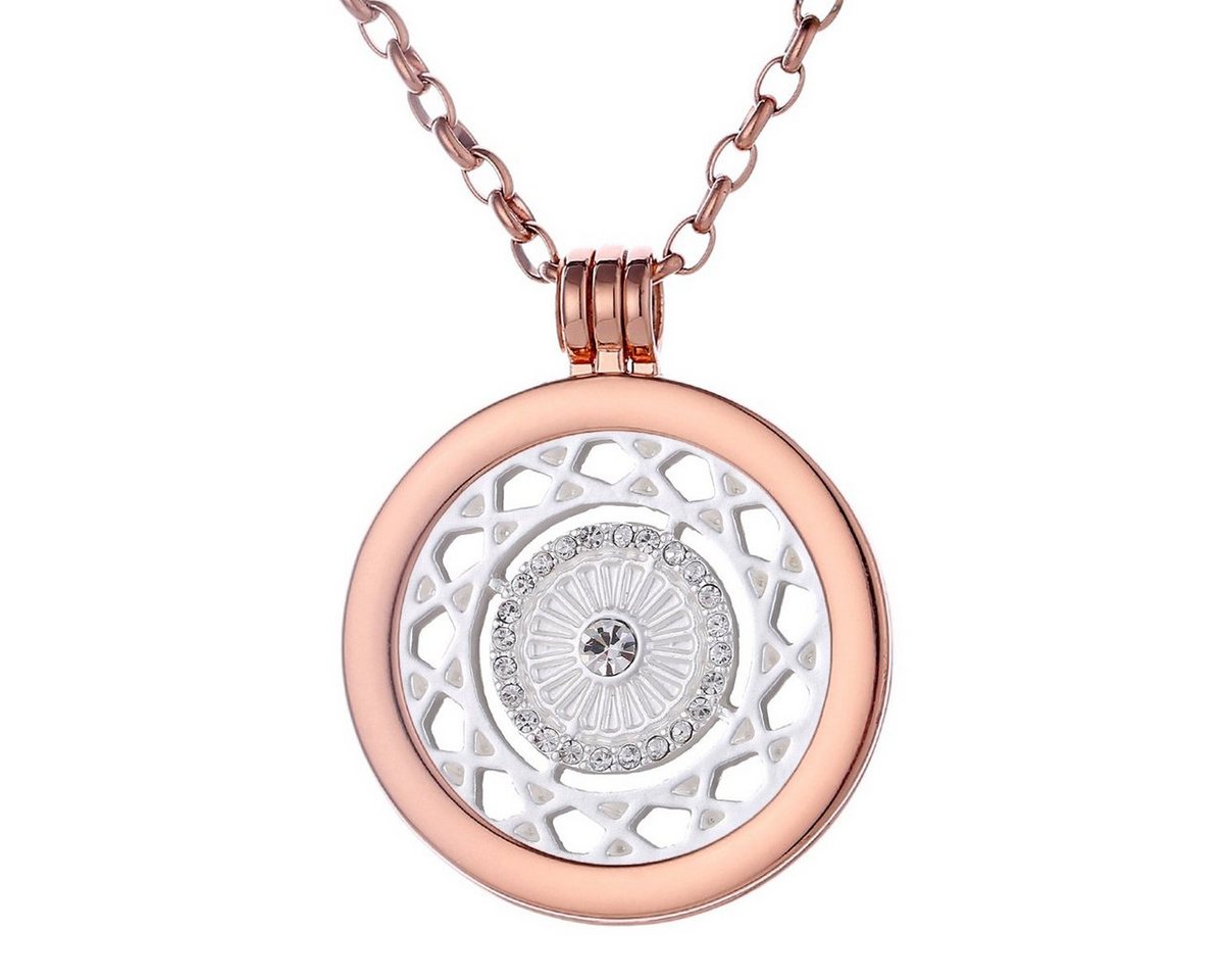 Morella Kette mit Anhänger Halskette 70 cm roségold mit Coin Amulett 33 mm (2-tlg), Kette inkl. austauschbarem Coin, roségold, im Samtbeutel von Morella