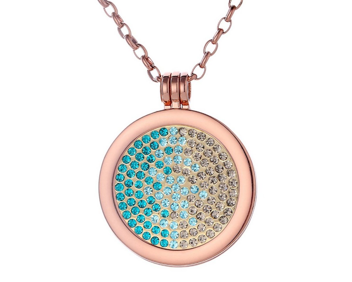 Morella Kette mit Anhänger Halskette 70 cm roségold mit Coin Amulett 33 mm (2-tlg), Kette inkl. austauschbarem Coin, roségold, im Samtbeutel von Morella