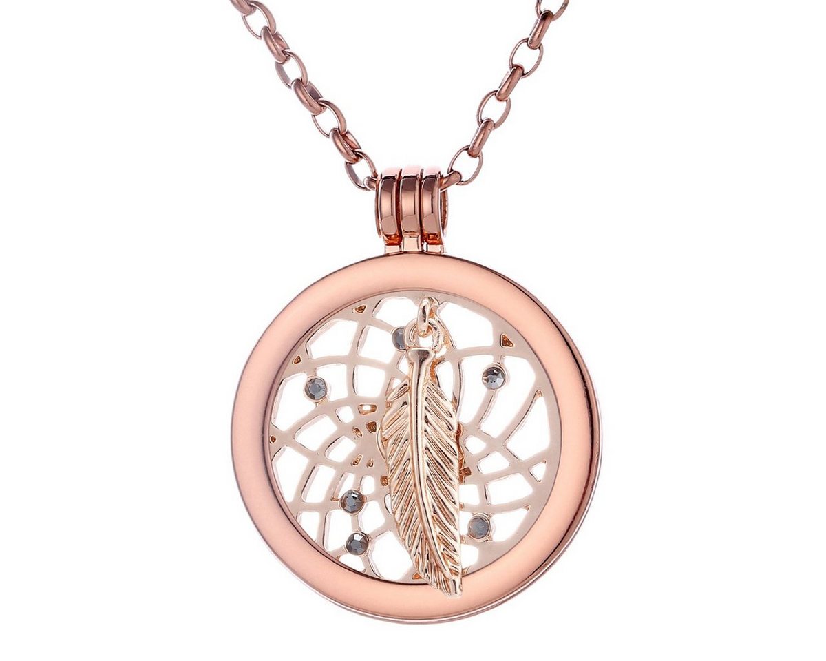 Morella Kette mit Anhänger Halskette 70 cm roségold mit Coin Amulett 33 mm (2-tlg), Kette inkl. austauschbarem Coin, roségold, im Samtbeutel von Morella