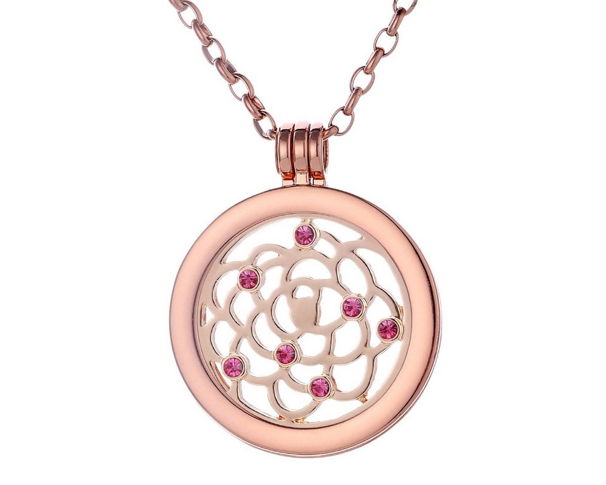 Morella Kette mit Anhänger Halskette 70 cm roségold mit Coin Amulett 33 mm (2-tlg), Kette inkl. austauschbarem Coin, roségold, im Samtbeutel von Morella