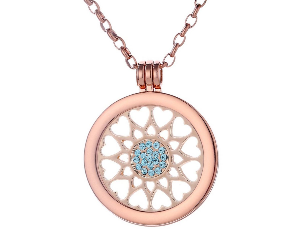 Morella Kette mit Anhänger Halskette 70 cm roségold mit Coin Amulett 33 mm (2-tlg), Kette inkl. austauschbarem Coin, roségold, im Samtbeutel von Morella