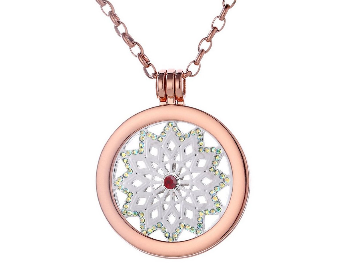 Morella Kette mit Anhänger Halskette 70 cm roségold mit Coin Amulett 33 mm (2-tlg), Kette inkl. austauschbarem Coin, roségold, im Samtbeutel von Morella