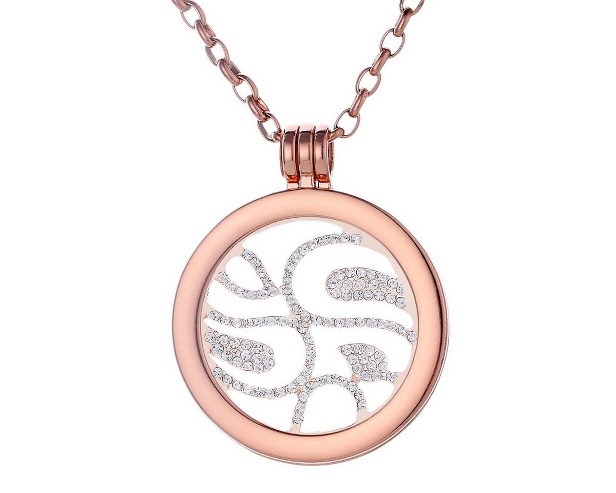 Morella Kette mit Anhänger Halskette 70 cm roségold mit MünzAnhänger 33 mm (2-tlg), Kette inkl. austauschbarem Coin, roségold, im Samtbeutel von Morella