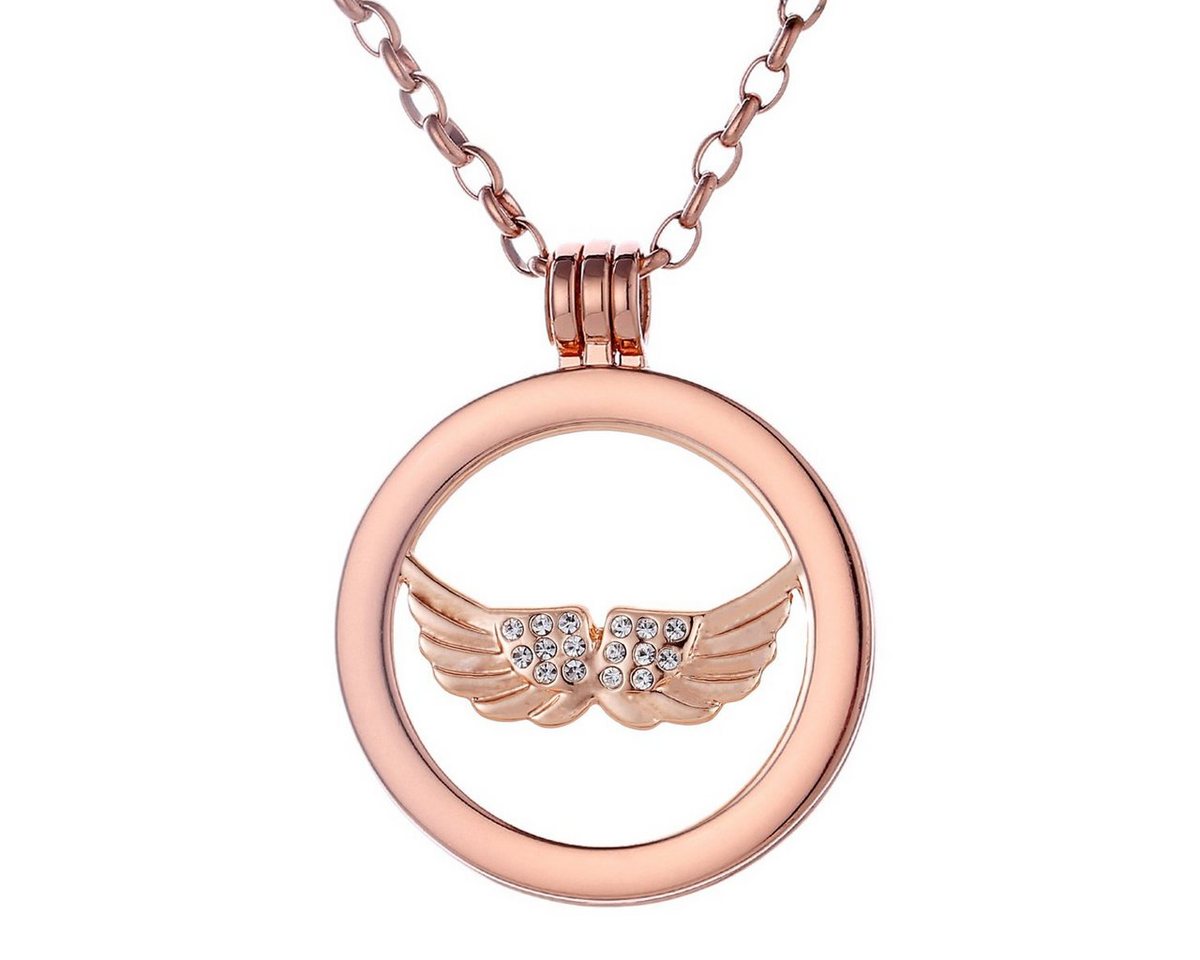 Morella Kette mit Anhänger Halskette 70 cm roségold mit MünzAnhänger 33 mm (2-tlg), Kette inkl. austauschbarem Coin, roségold, im Samtbeutel von Morella