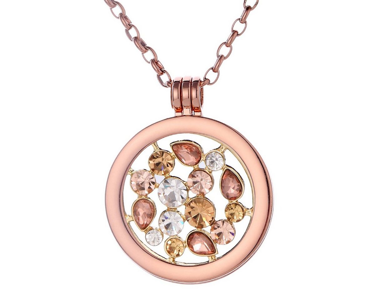 Morella Kette mit Anhänger Halskette 70 cm roségold mit MünzAnhänger 33 mm (2-tlg), Kette inkl. austauschbarem Coin, roségold, im Samtbeutel von Morella