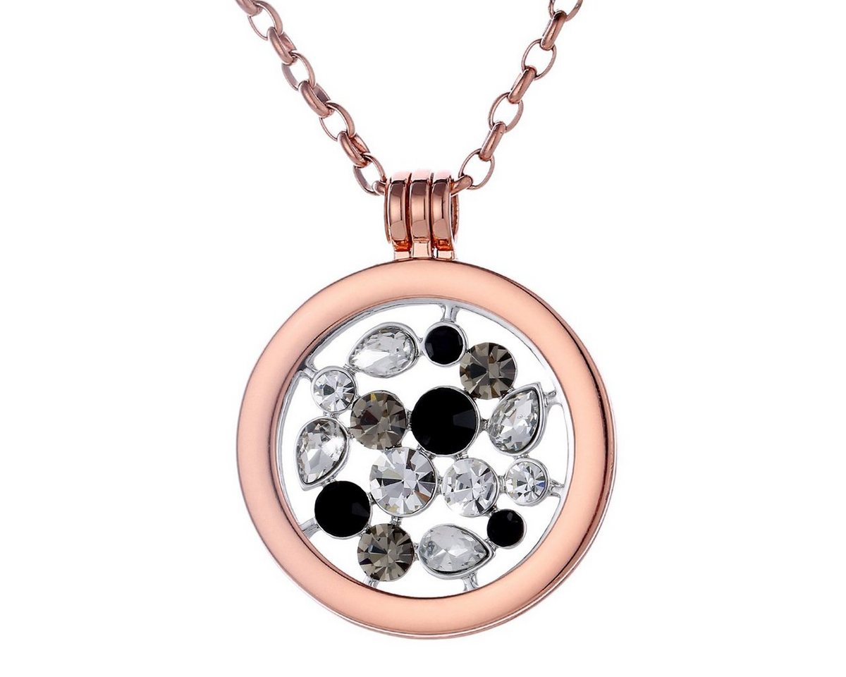Morella Kette mit Anhänger Halskette 70 cm roségold mit MünzAnhänger 33 mm (2-tlg), Kette inkl. austauschbarem Coin, roségold, im Samtbeutel von Morella