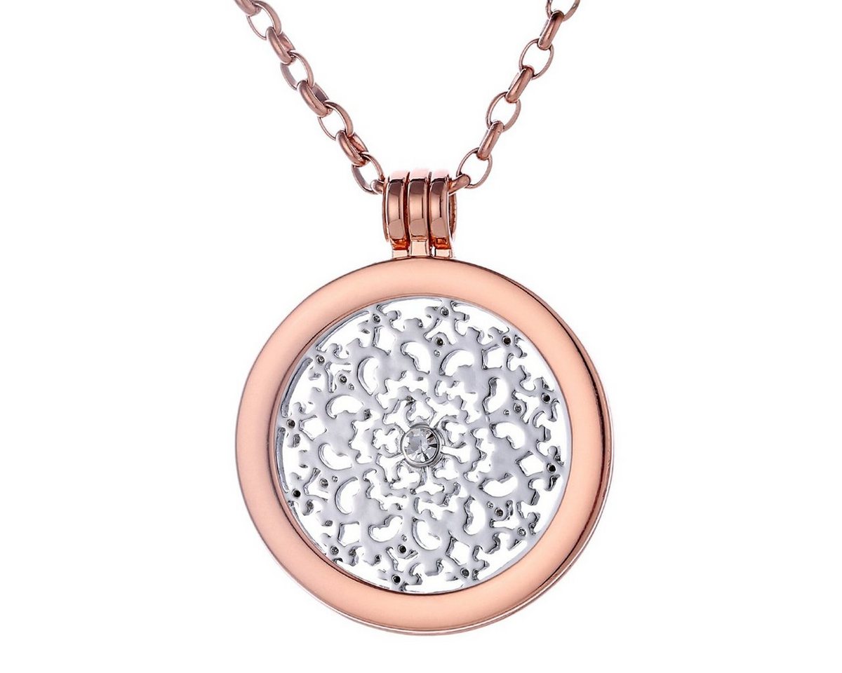 Morella Kette mit Anhänger Halskette 70 cm roségold mit MünzAnhänger 33 mm (2-tlg), Kette inkl. austauschbarem Coin, roségold, im Samtbeutel von Morella