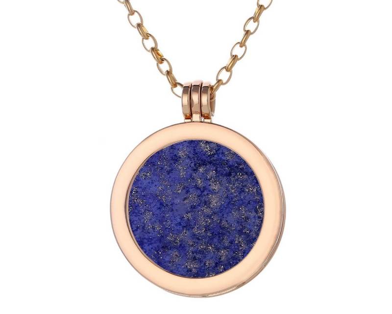 Morella Kette mit Anhänger Halskette gold mit Chakra Scheibe 33 mm (2-tlg), Goldene Kette inkl. austauschbarem Coin, Edelstein-Coin, im Samtbeutel von Morella