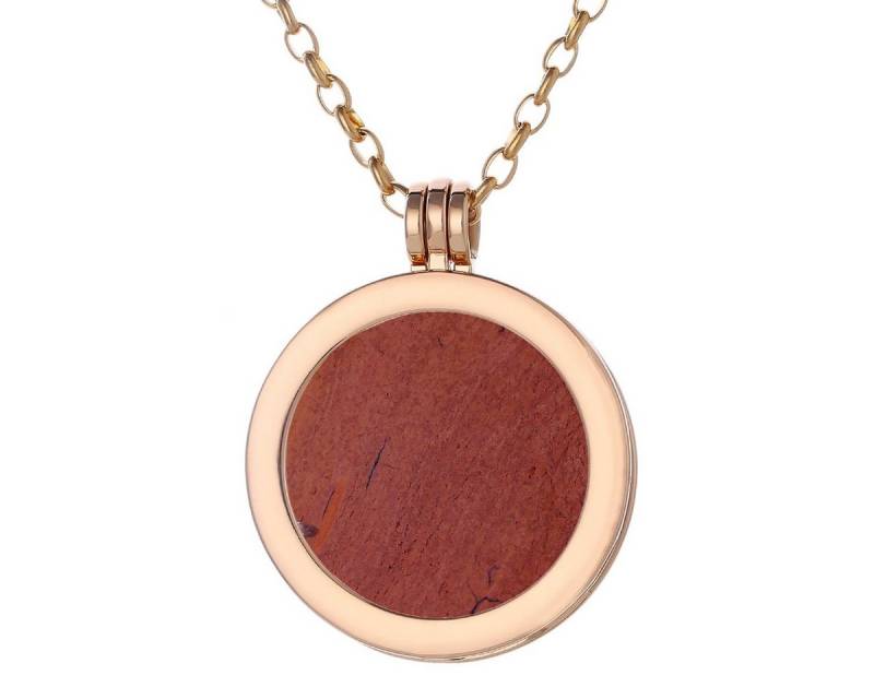 Morella Kette mit Anhänger Halskette gold mit Chakra Scheibe 33 mm (2-tlg), Goldene Kette inkl. austauschbarem Coin, Edelstein-Coin, im Samtbeutel von Morella