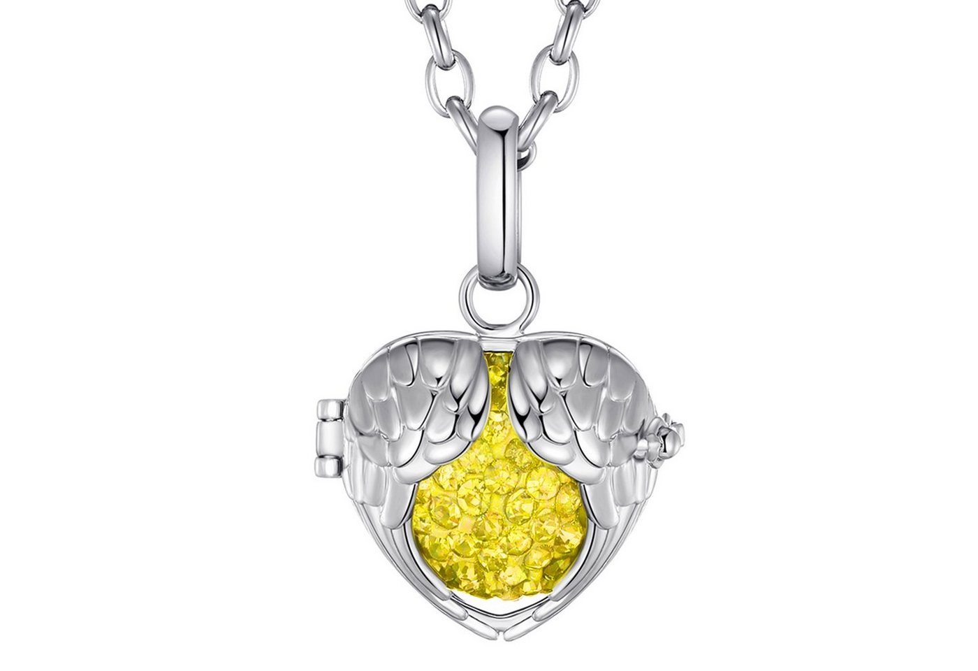 Morella Kette mit Anhänger Morella® Damen Halskette Edelstahl 70 cm mit Engelsflügel Anhänger (2-tlg), Samtbeutel von Morella