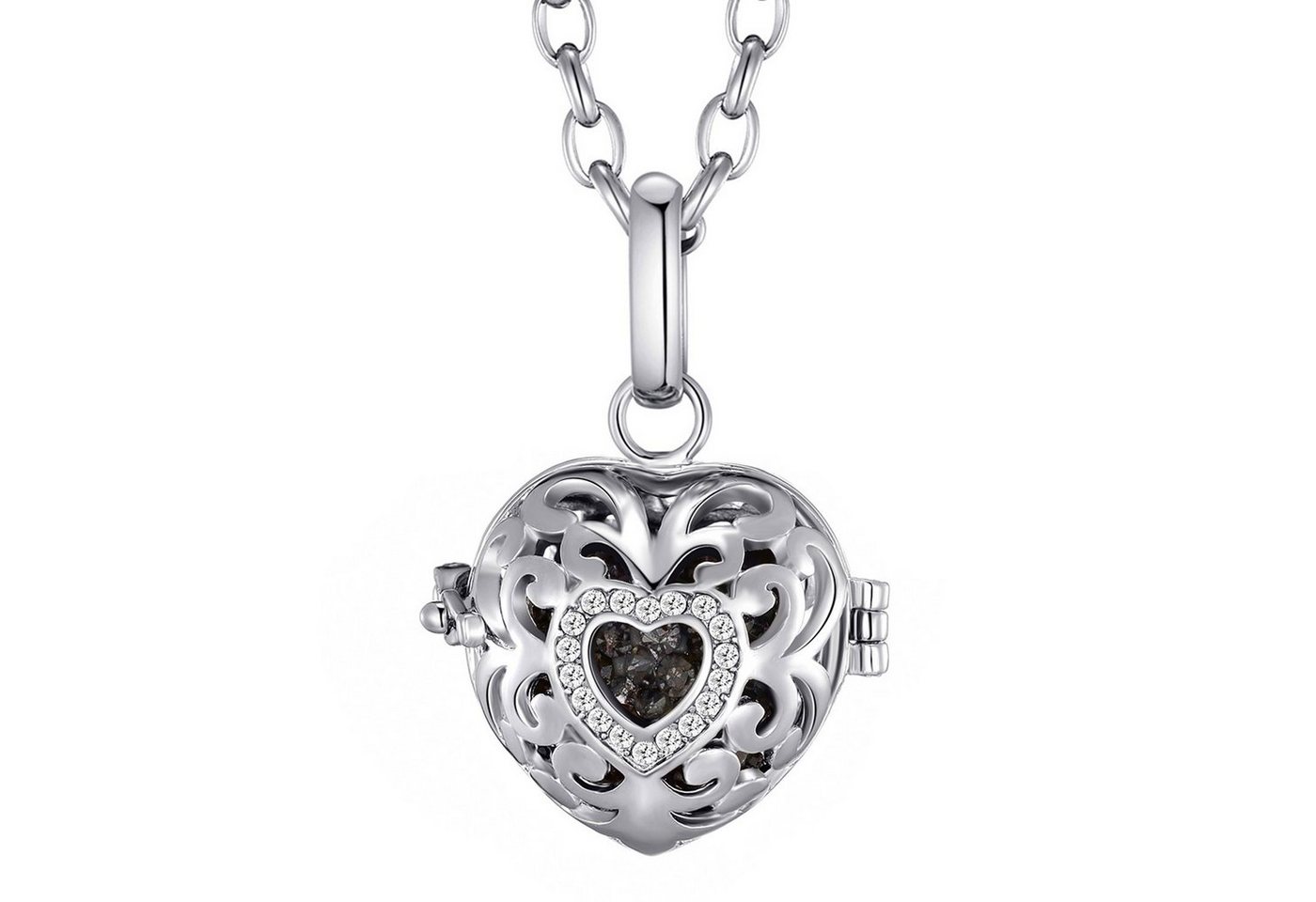 Morella Kette mit Anhänger Morella Damen Schutzengel Halskette Edelstahl 70 cm mit Anhänger Herz (2-tlg), Samtbeutel von Morella