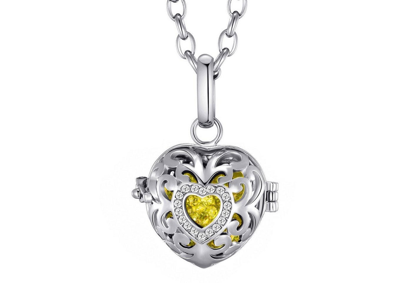 Morella Kette mit Anhänger Morella Damen Schutzengel Halskette Edelstahl 70 cm mit Anhänger Herz (2-tlg), Samtbeutel von Morella