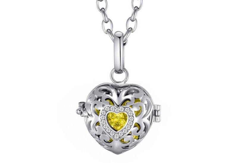 Morella Kette mit Anhänger Morella Damen Schutzengel Halskette Edelstahl 70 cm mit Anhänger Herz (2-tlg), Samtbeutel von Morella