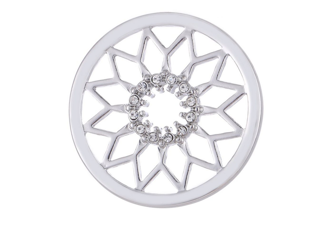 Morella Runder Anhänger Münzanhänger 33 mm Wechselschmuck (1-tlg), Damen-Amulett, Coin Ø 33 mm, Zirkonia von Morella