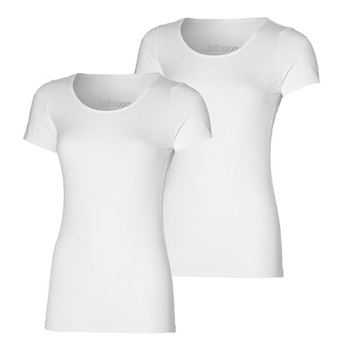Morethansocks - Bambus T-Shirt Damen - Weiß - 2er-Pack - Größe L - Damen T-Shirt - Feuchtigkeitsregulierend - Superweich - Unterhemd Damen von Morethansocks