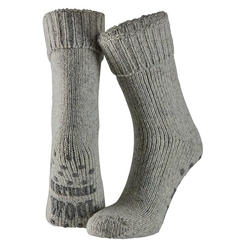 Morethansocks - Herren Woll-Haussocken - Grau - Größe 43/46 - Herren Hausschuhe - Wintersocken Männer - Hüttenschuhe - Rutschfeste Haussocken - Warme Socken - Winter Socken von Morethansocks