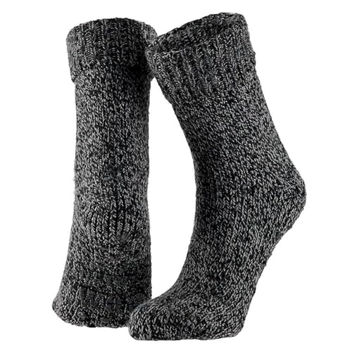 Morethansocks - Herren Woll-Haussocken - Schwarz - Größe 43/46 - Herren Hausschuhe - Wintersocken Männer - Hüttenschuhe - Rutschfeste Haussocken - Warme Socken - Winter Socken von Morethansocks