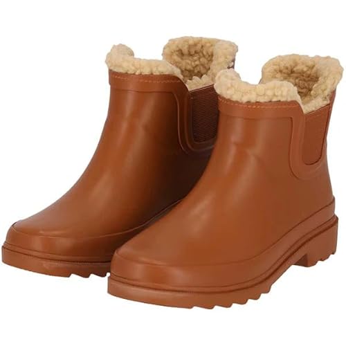 Morethansocks - Kinder Regenstiefel Chelsea mit warmem Kunstfellfutter - Wasserdichte Gummistiefel mit Anti-Rutsch (Braun, EU Schuhgrößensystem, Jugendliche, Numerisch (von/bis), M, 35, 36) von Morethansocks