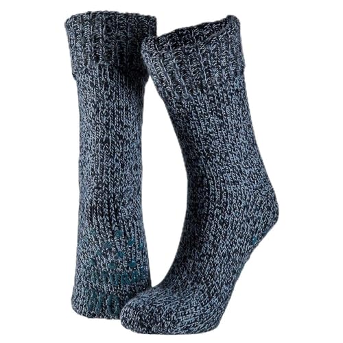 Morethansocks - Unisex Woll-Haussocken - Blau - Größe 43/46 - Herren Hausschuhe - Wintersocken Männer - Hüttenschuhe - Rutschfeste Haussocken - Warme Socken - Winter Socken von Morethansocks