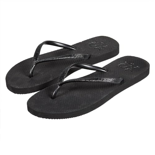 Morethansocks XQ - Damen Flip Flops - Glitter - Schwarz - Größe 38 - Flip Flops Damen - Flip Flops Damen - Flip Flops Damen - Damen Flip Flops - Damen Flip Flops von Morethansocks