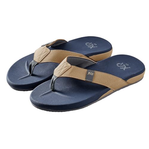 Morethansocks XQ – Flip-Flops für Herren – gepolstert – Marineblau/Beige – Größe 41 -Badeschuhe Flip Flops - Slippers Sommer Slide Pantoletten - Badelatschen Strand - Indoor/Outdoor Flip Flops von Morethansocks