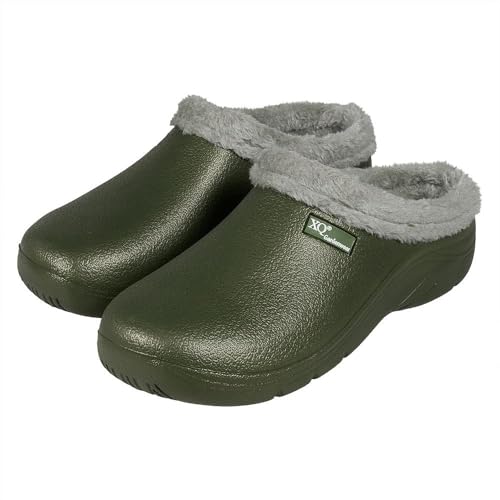 Morethansocks XQ - Gartenclogs Herren - Kunstpelz - Grün - Größe 44 - Gartenschuhe von Morethansocks