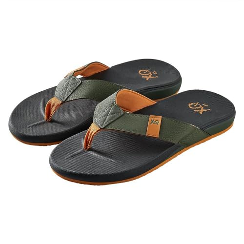 Morethansocks XQ - Flip-Flops Herren - Gepolstert - Schwarz/Grün - Größe 43 -Badeschuhe Flip Flops - Slippers Sommer Slide Pantoletten - Badelatschen Strand - Indoor/Outdoor von Morethansocks
