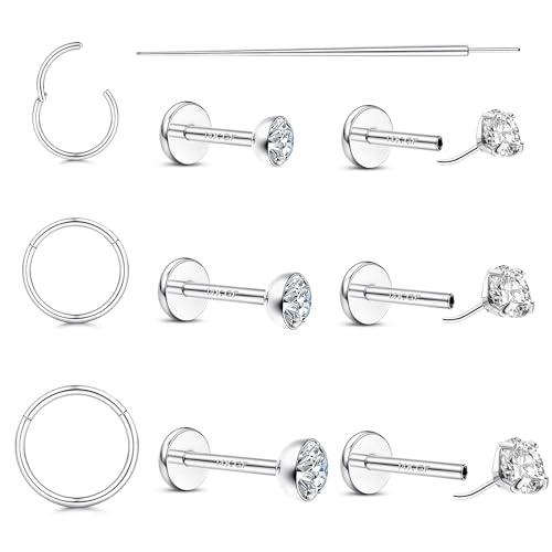 Morfetto Hypoallergen Helix Piercings Tragus Labret Piercing Gold - Chirurgenstahl Piercing Ohr Nasenring Nasenpiercing Stecker Silber Lippenpiercing 20G Medusa Conch Piercing 6/8/10mm Silver 6CZ Morfetto Hypoallergen Helix Piercings Tragus Labret Piercing Gold - Chirurgenstahl Piercing Ohr Nasenring Nasenpiercing Stecker Silber Lippenpiercing 20G Medusa Conch Piercing 6/8/10mm Silver 6CZ von Morfetto