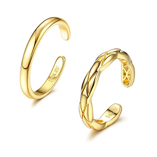 Morfetto 14 Karat Gold gefüllte Zehenringe für Frauen Einfacher Zehenring mit offenem Band Verstellbare Zehenringe Gold A von Morfetto