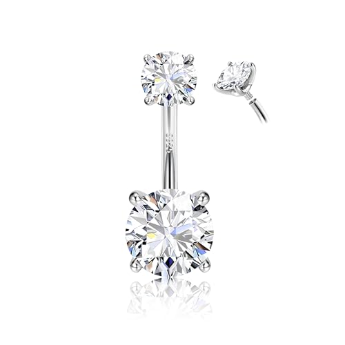 Bauchnabelpiercing Gold Chirurgenstahl Für Damen - Echt Titan Bauchnabelpiercing Silber 925 Runder Zirkonia Bauchnabel Ring 14G Hypoallergener Nabelpiercing Lang 6/8/10/12MM Stablänge Silber-10MM Bauchnabelpiercing Gold Chirurgenstahl Für Damen - Echt Titan Bauchnabelpiercing Silber 925 Runder Zirkonia Bauchnabel Ring 14G Hypoallergener Nabelpiercing Lang 6/8/10/12MM Stablänge Silber-10MM von Morfetto