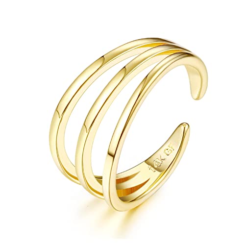 Morfetto 14K Gold Gefüllte Zehenringe für Frauen Einstellbare Offene Kleine Ringe Riesige Band CZ Dreireihige Gold Zehenringe Fußschmuck Dreifach von Morfetto