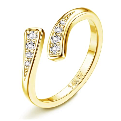 Morfetto 14K Gold Gefüllte Zehenring Für Frauen Hypoallergen - Einstellbare Offene Kleine Ringe Gold Riesige Band CZ Zehenringe Dreireihige Zehenring Goldene Fußschmuck Doppelbett von Morfetto