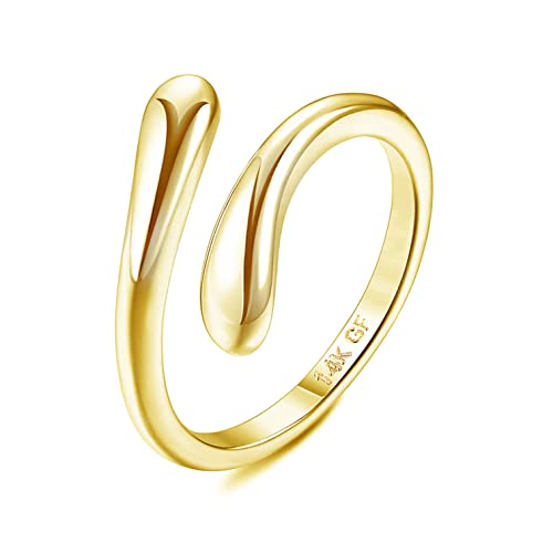 Morfetto 14K Gold Gefüllte Zehenringe für Frauen Einstellbare Offene Kleine Ringe Riesige Band CZ Dreireihige Gold Zehenringe Fußschmuck Umarmen von Morfetto