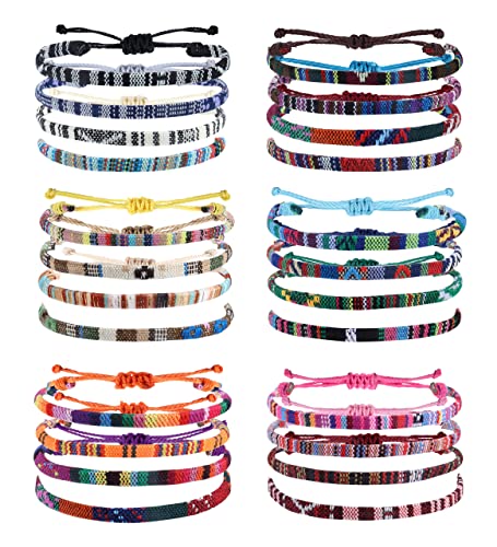 Morfetto 24 Stück Boho Surfer Armband Fußkettchen Verstellbare Perlen Fußkettchen Handgefertigtes geflochtenes Armband Bunte Fußkettchen Sommer String Seil Fußkettchen für Frauen Männer Flechten von Morfetto