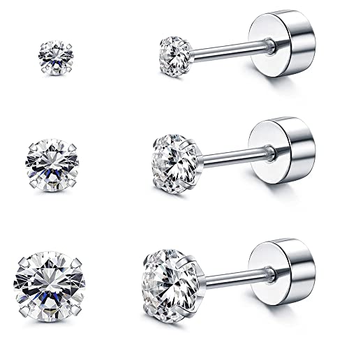 Morfetto Titan Ohrringe für Frauen Männer G23 Titan Ohrstecker Hypoallergen 3-5mm Zirkonia Knorpel Ohrringe 20G Flache Rückseite Ohrringe Rund Morfetto Titan Ohrringe für Frauen Männer G23 Titan Ohrstecker Hypoallergen 3-5mm Zirkonia Knorpel Ohrringe 20G Flache Rückseite Ohrringe Rund von Morfetto