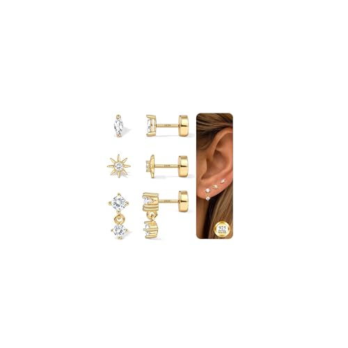 Flache Rückseite Sterlingsilber Gold Ohrstecker für Frauen Hypoallergene 14 Karat vergoldete Ohrringe für empfindliche Ohren CZ Knorpelohrringstapel Helix Tragus Piercing Schmuck Golden Sonne Flache Rückseite Sterlingsilber Gold Ohrstecker für Frauen Hypoallergene 14 Karat vergoldete Ohrringe für empfindliche Ohren CZ Knorpelohrringstapel Helix Tragus Piercing Schmuck Golden Sonne von Morfetto