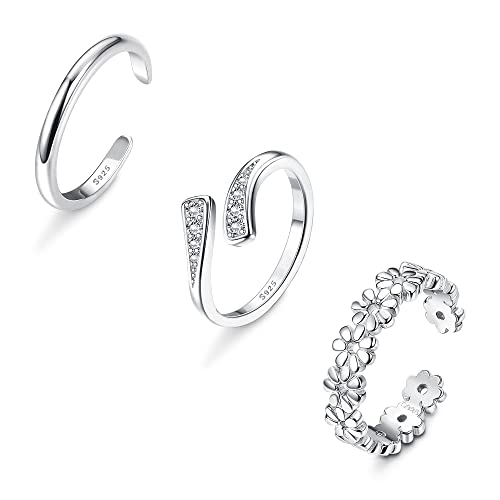 Morfetto 3 Stück S925 Sterling Silber Zehenringe für Frauen Offene Zehenringe Komfort-Fit Verstellbare Zehenringe Keltischer Knoten Türkis Finger Fuß Schmuck Set G von Morfetto