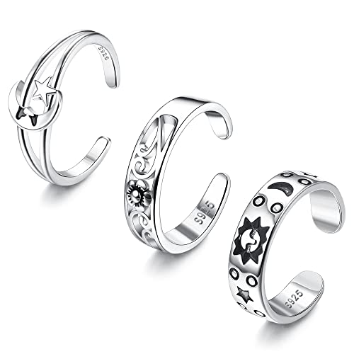 Morfetto 3 Stück S925 Sterling Silber Zehenringe für Frauen Offene Zehenringe Komfort-Fit Verstellbare Zehenringe Keltischer Knoten Türkis Finger Fuß Schmuck Set C von Morfetto