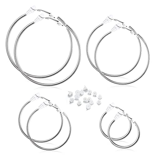 Morfetto 14K Clip auf Creolen Nicht Durchdringende Clip auf Ohrringen für Frauen 30MM 40MM 50MM 60MM Silber Morfetto 14K Clip auf Creolen Nicht Durchdringende Clip auf Ohrringen für Frauen 30MM 40MM 50MM 60MM Silber von Morfetto