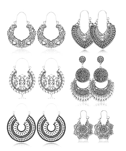 Morfetto 6 Paar Vintage böhmische Tropfen baumeln Ohrringe Boho National Style Hohles Blütenblatt Herzförmige Perlen Statement Ohrringe für Frauen Mädchen Hypoallergener Goldschmuck Silber Morfetto 6 Paar Vintage böhmische Tropfen baumeln Ohrringe Boho National Style Hohles Blütenblatt Herzförmige Perlen Statement Ohrringe für Frauen Mädchen Hypoallergener Goldschmuck Silber von Morfetto