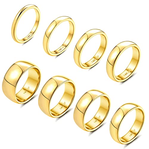 Morfetto 8 Stück 14 Karat Gold gefüllte Ringe Edelstahl Stapelringe für Frauen Mädchen Statement Bands Einfacher Fingerring Dünner Goldring Set 5 Bogen von Morfetto