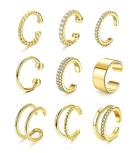 Morfetto 9 stücke Ear Cuff Set für Damen Gold Ohrmanschette Fake Ohrringe Nicht Piercing Gefälschte Knorpelmanschette 14K Gold Clip Ohrringe Ohne Ohrloch Silbermanschetten Klobige Ohrmanschette Gold Morfetto 9 stücke Ear Cuff Set für Damen Gold Ohrmanschette Fake Ohrringe Nicht Piercing Gefälschte Knorpelmanschette 14K Gold Clip Ohrringe Ohne Ohrloch Silbermanschetten Klobige Ohrmanschette Gold von Morfetto