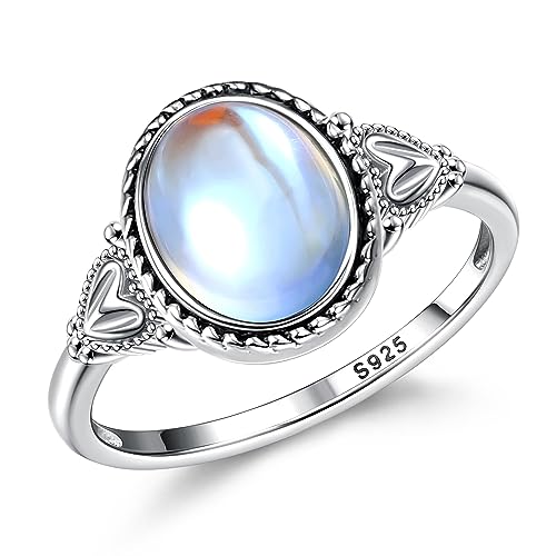 Morfetto 925 Sterling Silber Mondstein Ring für Frauen - Vintage Handgemachte Viktorianische Ovale Solitaire Ringe - 18 Karat Weißgold Plattiert Farbwechsel Damenschmuck Moon-11 Morfetto 925 Sterling Silber Mondstein Ring für Frauen - Vintage Handgemachte Viktorianische Ovale Solitaire Ringe - 18 Karat Weißgold Plattiert Farbwechsel Damenschmuck Moon-11 von Morfetto