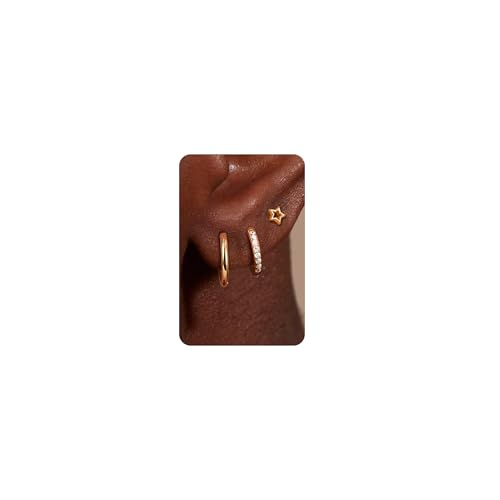 Morfetto 3 Paar Ohrringe Gold Wasserfest Creolen Set - Ohrstecker Silber 925 Damen Klein Piercing Ohr Helix Gold Ohrringe für Mehrere Ohrlöcher Tragus Piercings C von Morfetto