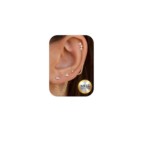 4Paare Kleine Ohrringe Sterling Silber für Damen Set | Hypoallergen 14K Gold Ohrstecker Creolen Perle CZ Piercing Ohr Ohrring Mit Kette Ohrstecker Ohrringe 925 Gold Helix CZ 4Paare Kleine Ohrringe Sterling Silber für Damen Set | Hypoallergen 14K Gold Ohrstecker Creolen Perle CZ Piercing Ohr Ohrring Mit Kette Ohrstecker Ohrringe 925 Gold Helix CZ von Morfetto