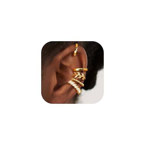 Morfetto Ear Cuff Gold für Damen 5Paar Ohrringe Ohne Ohrloch Ohrclips Damen Ohne Ohrlöcher Ohrmanschette Silber Ohrringe Vergoldet Fake Piercings in Geschenkbox von Morfetto